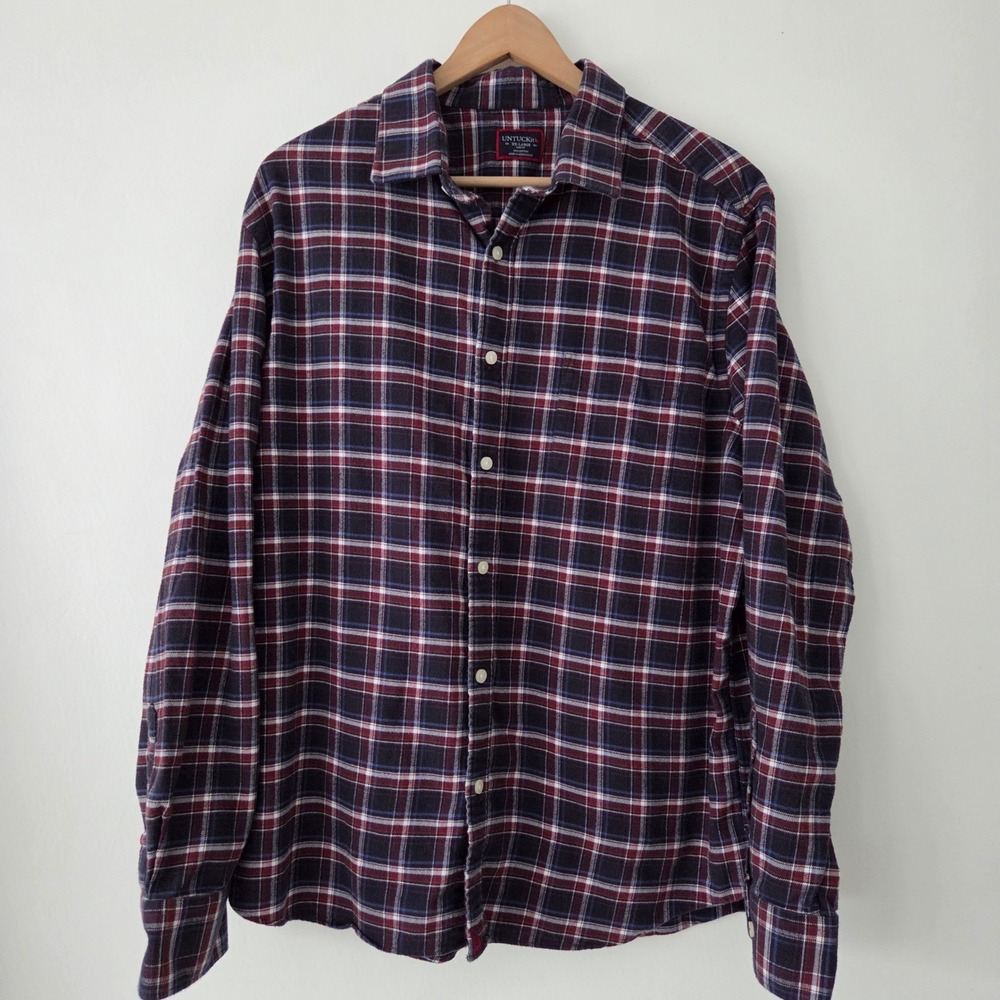 UNTUCKit Hillcot Men's XXL Slim Fit Plaid Cotton Flannel Shirt